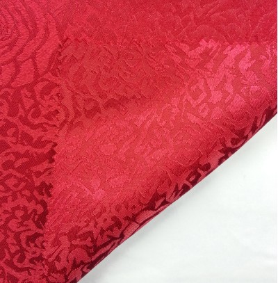 TB-FDN  提花桌布  枱布 100％滌  散花牡丹-大紅 花瓣紋 正面照